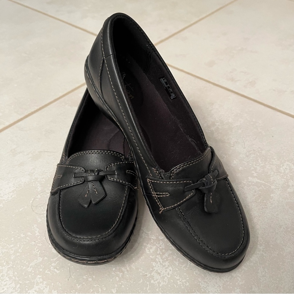 Clarks Collection Black Loafer Slip-on Shoes Size 7